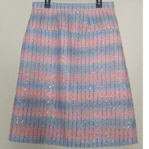 Rainbow Sequin and Striped Wool, Cashmere, and Alpaca Blend Skirt